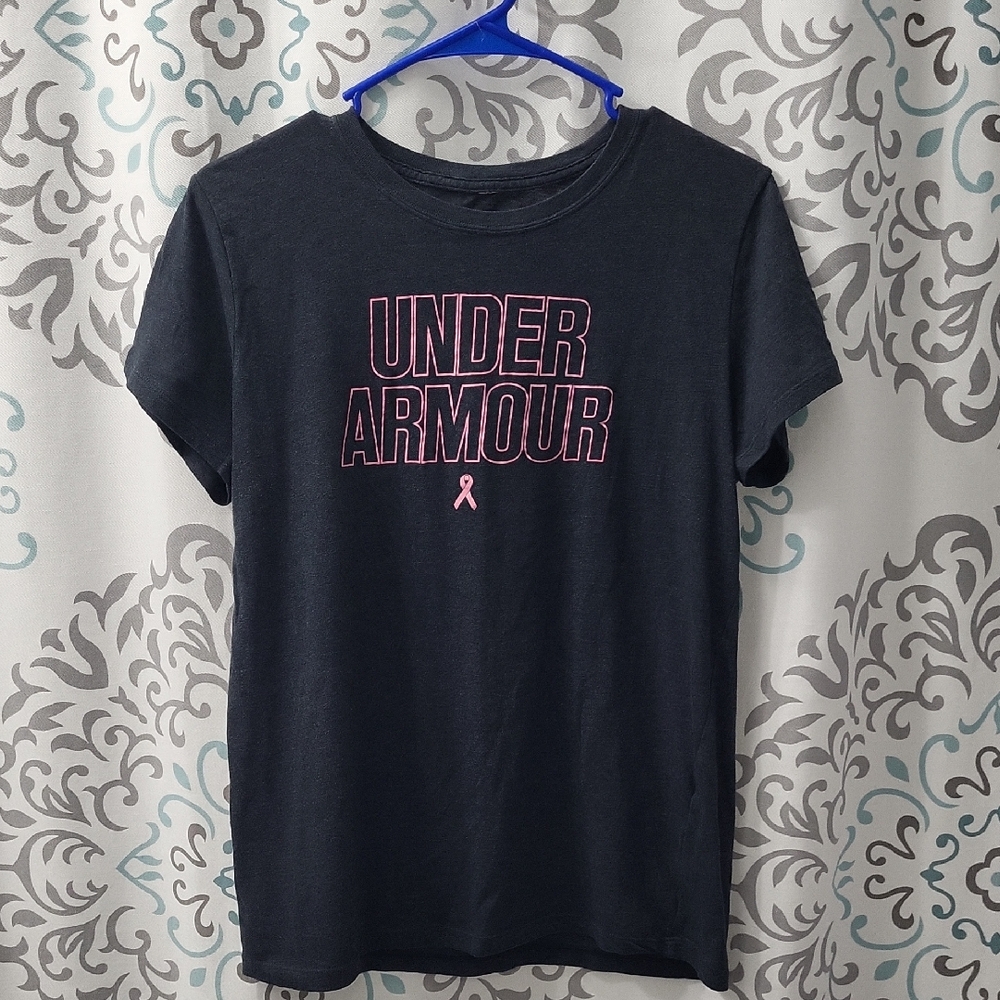 Under Armour Charcoal Tee with Pink Accents